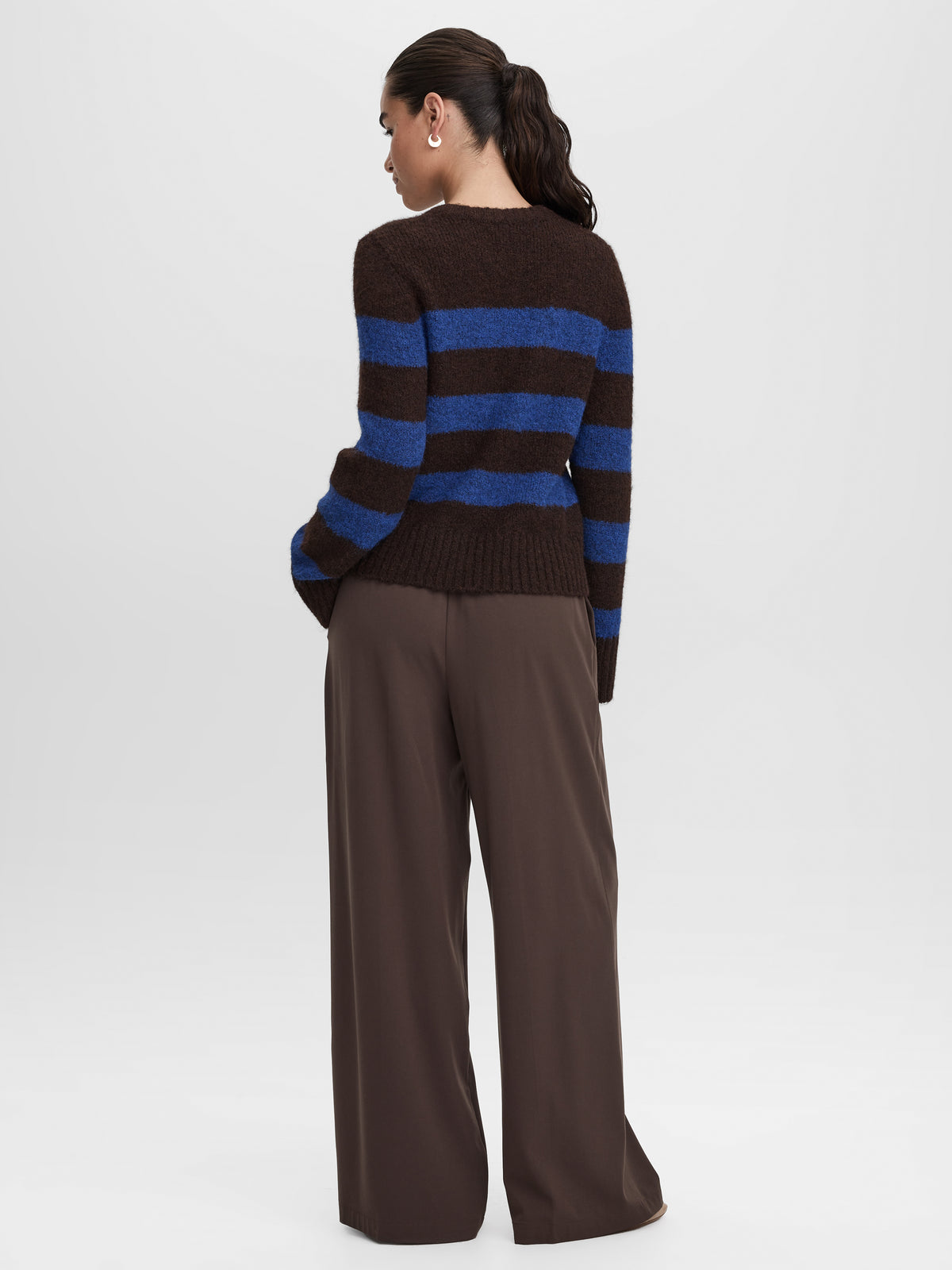 Striped Long-Sleeve Crew-Neck Wool-Blend Sweater