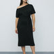 Short-Sleeve Off-the-Shoulder Midi Dress