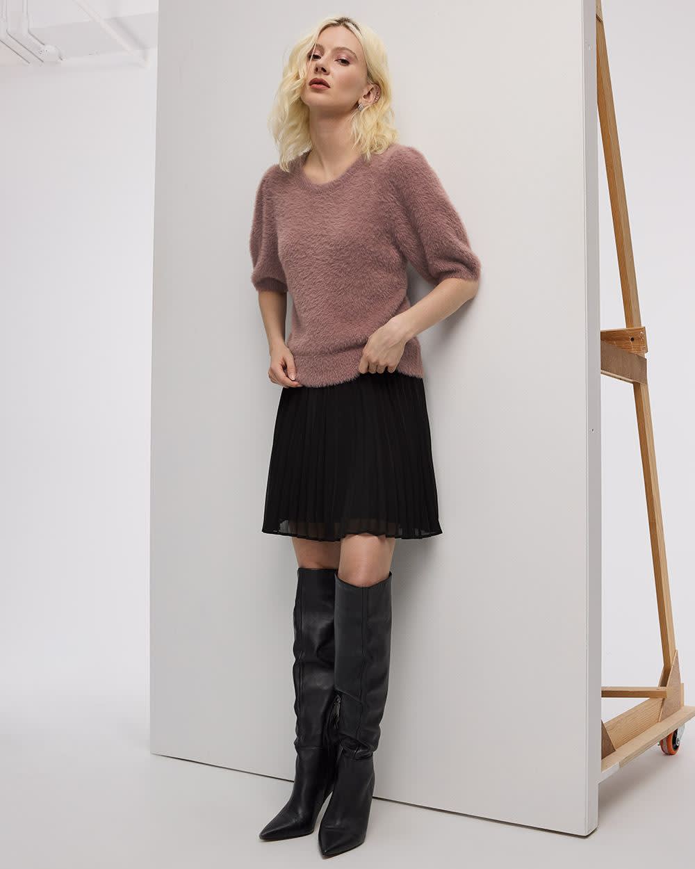 Pleated Chiffon Mini-Skirt