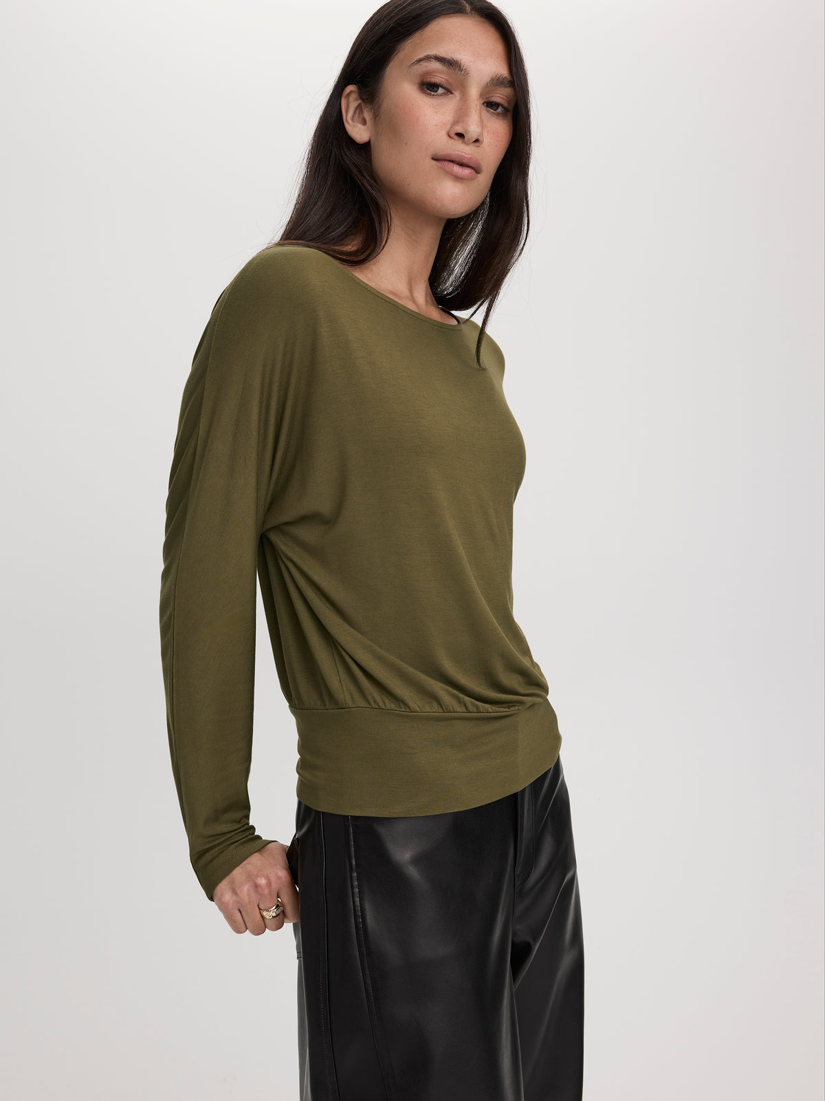 Long-Sleeve Boat-Neck Top
