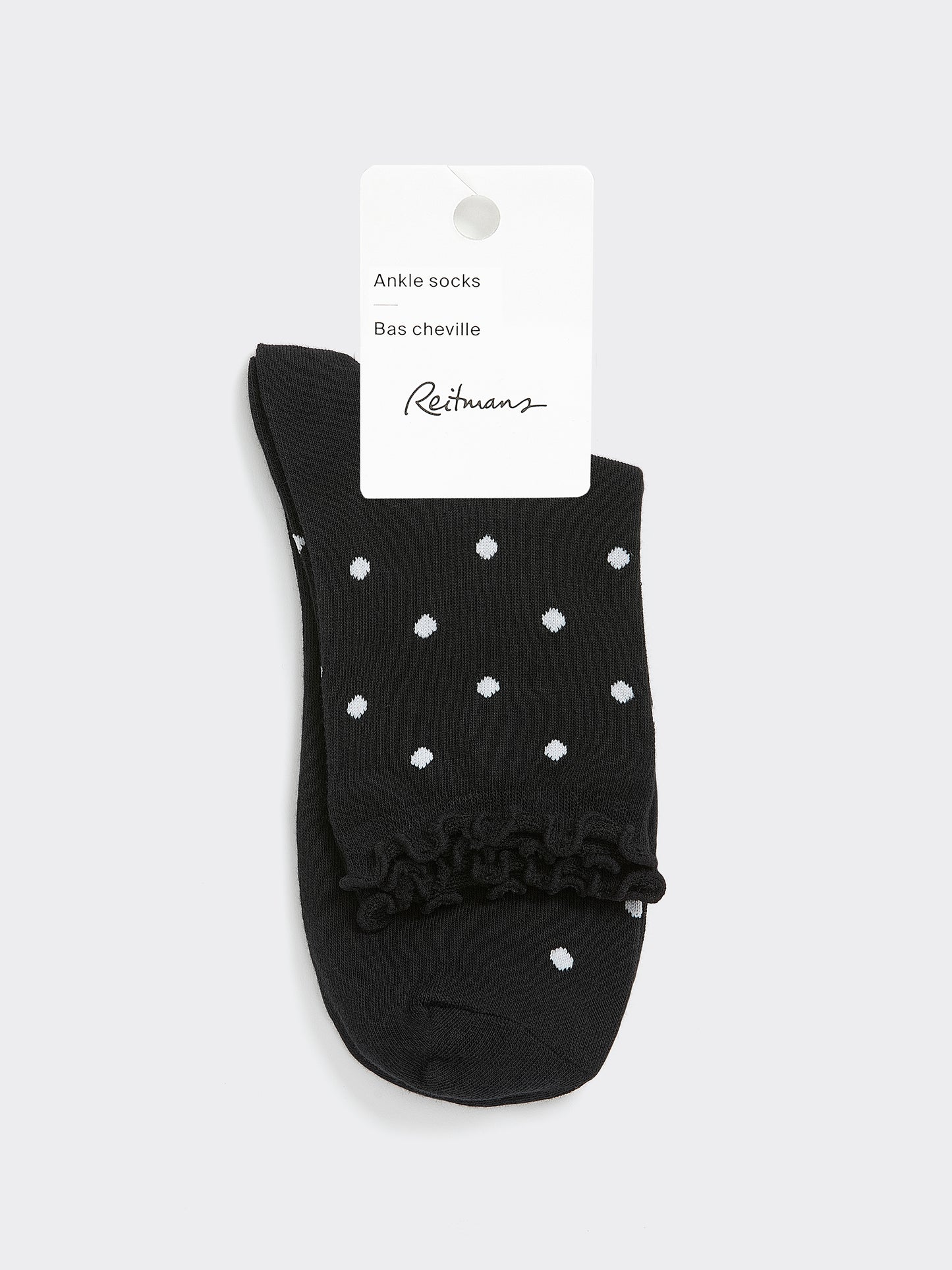 Dotted Anklet Socks with Ruffled Hems