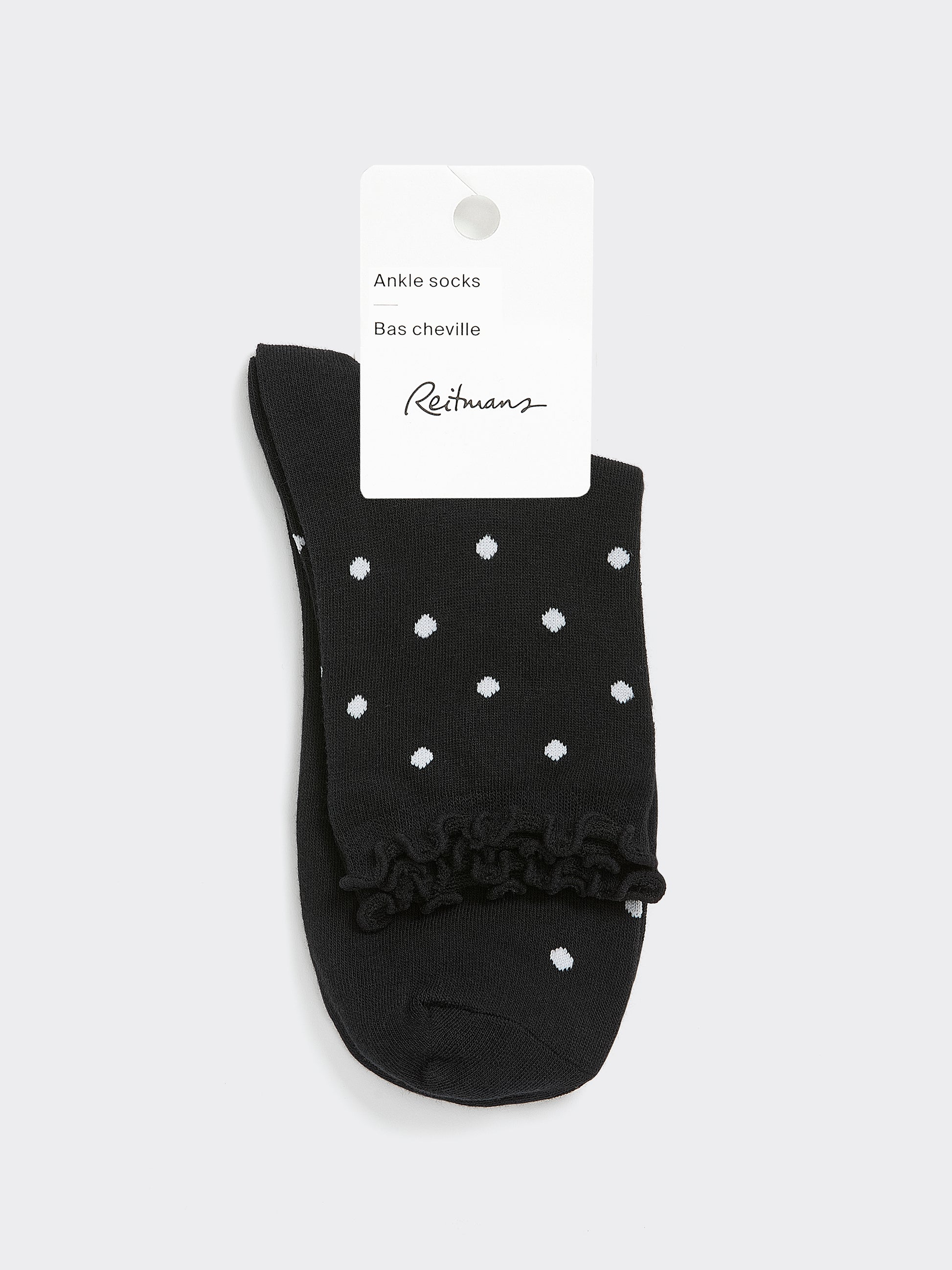 Dotted Anklet Socks with Ruffled Hems