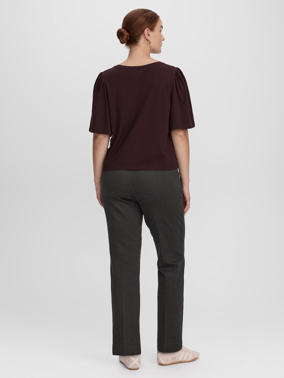 Crew-Neck Top with Short Flutter Sleeves