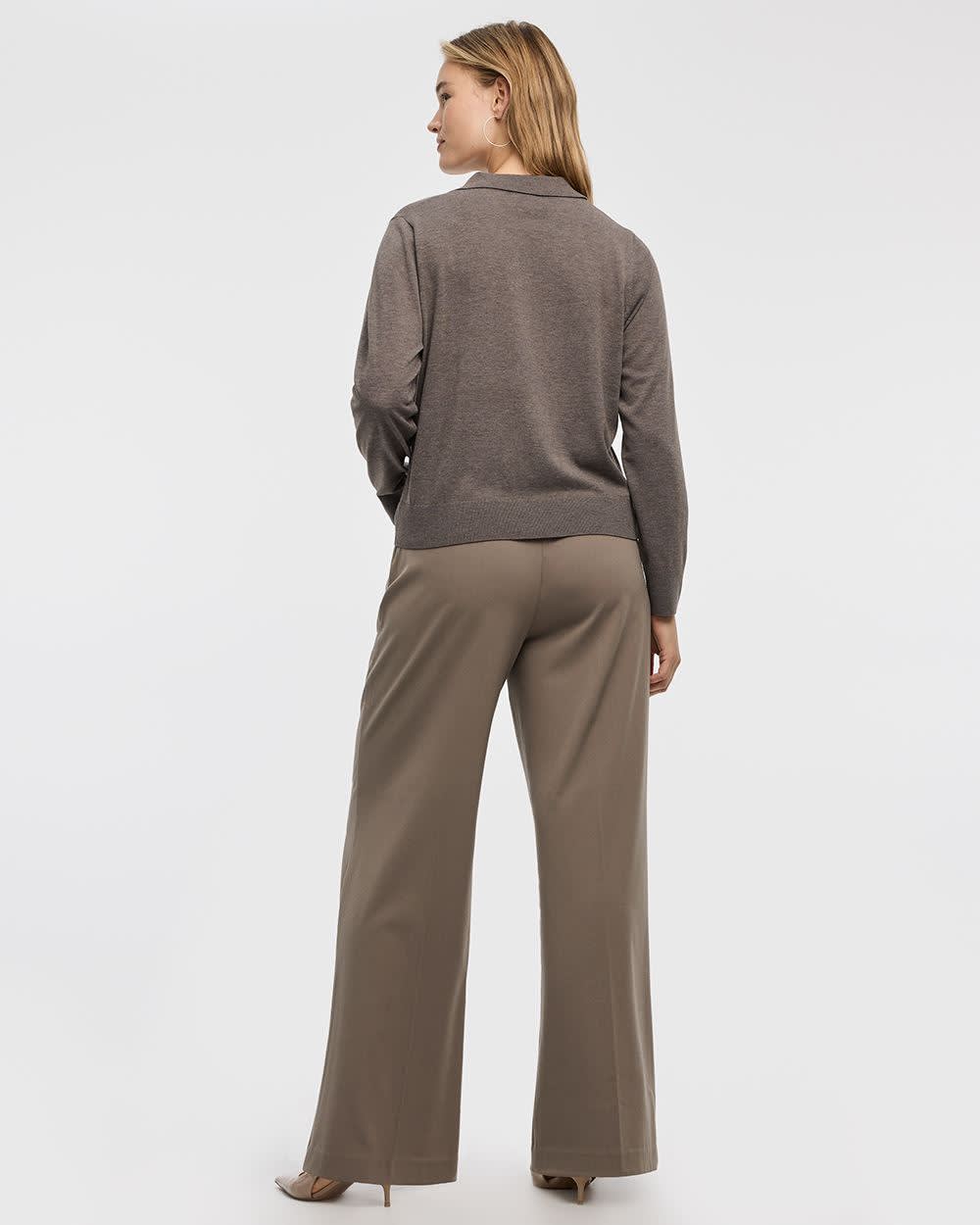 Polo à manches longues en mélange de laine