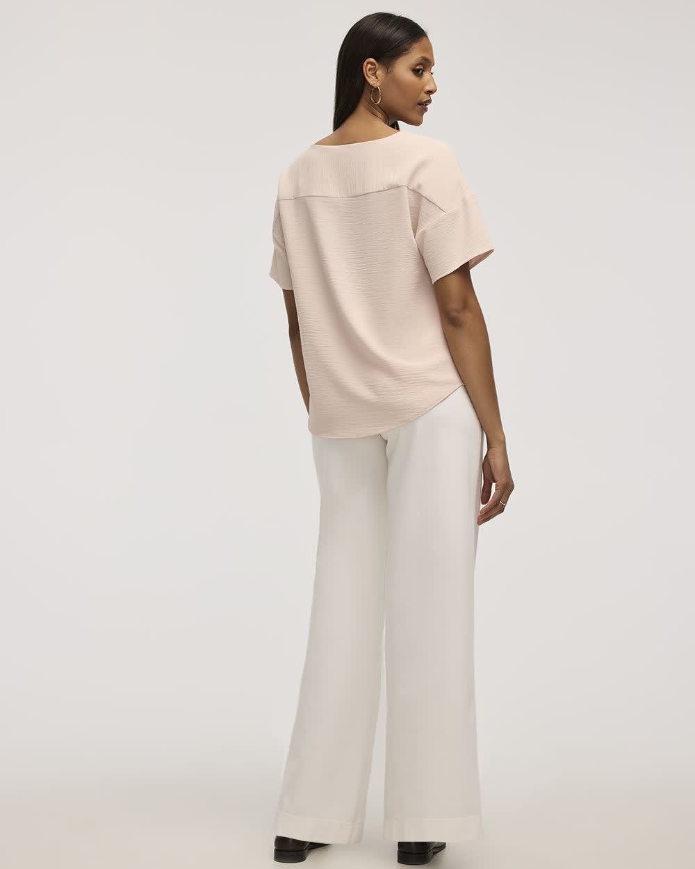 Short-Sleeve Crew-Neck T-Shirt Blouse