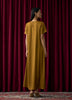 Short-Sleeve Crew-Neck Satin Maxi Dress