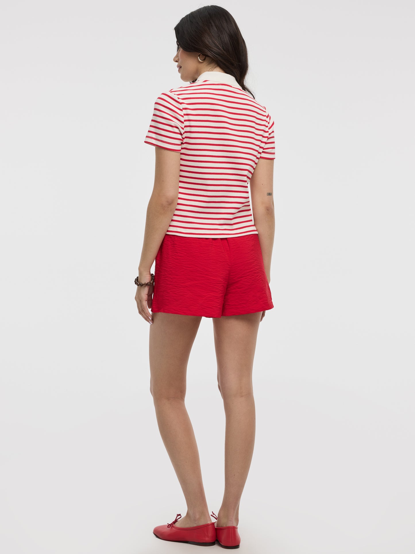 Striped Short-Sleeve Polo Sweater