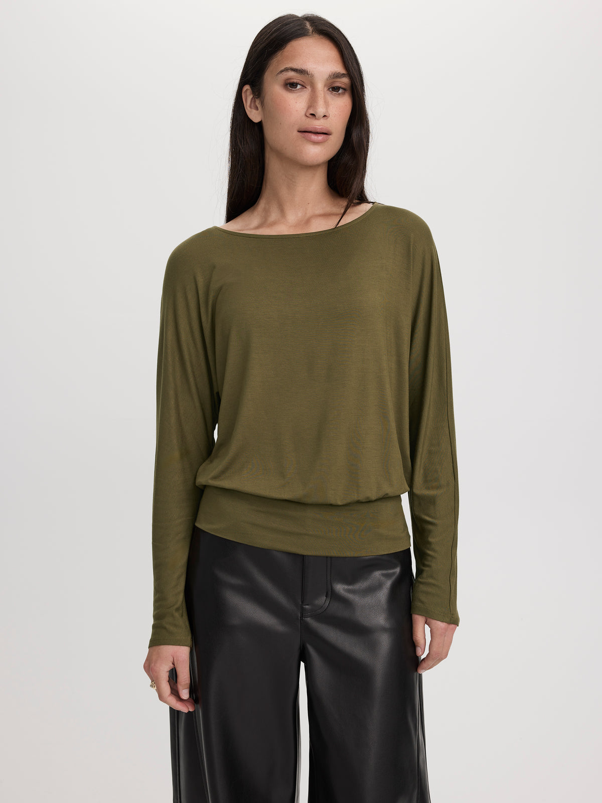 Long-Sleeve Boat-Neck Top