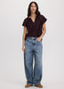 Split-Neck Blouse with Flutter Sleeves
