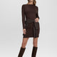 Long-Sleeve Bodycon Mini Dress with Side Shirrings
