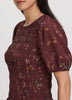Smocked Blouse with Short Bubble Sleeves
