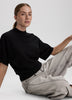 Merino-Blend Short-Sleeve Mock-Neck Sweater