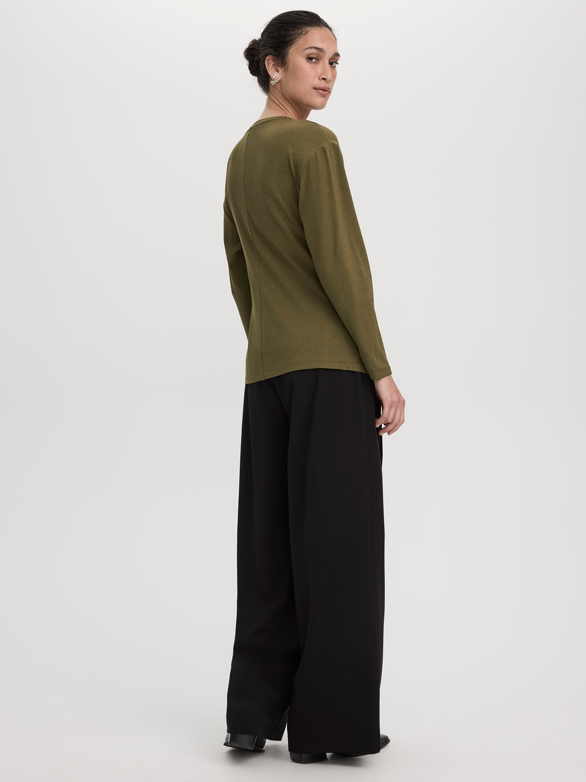 Long-Sleeve Top with Tie at Waist