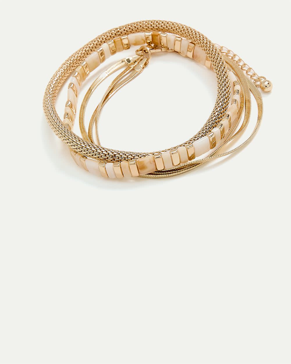 Beaded Elastic Bracelets - Set of 3