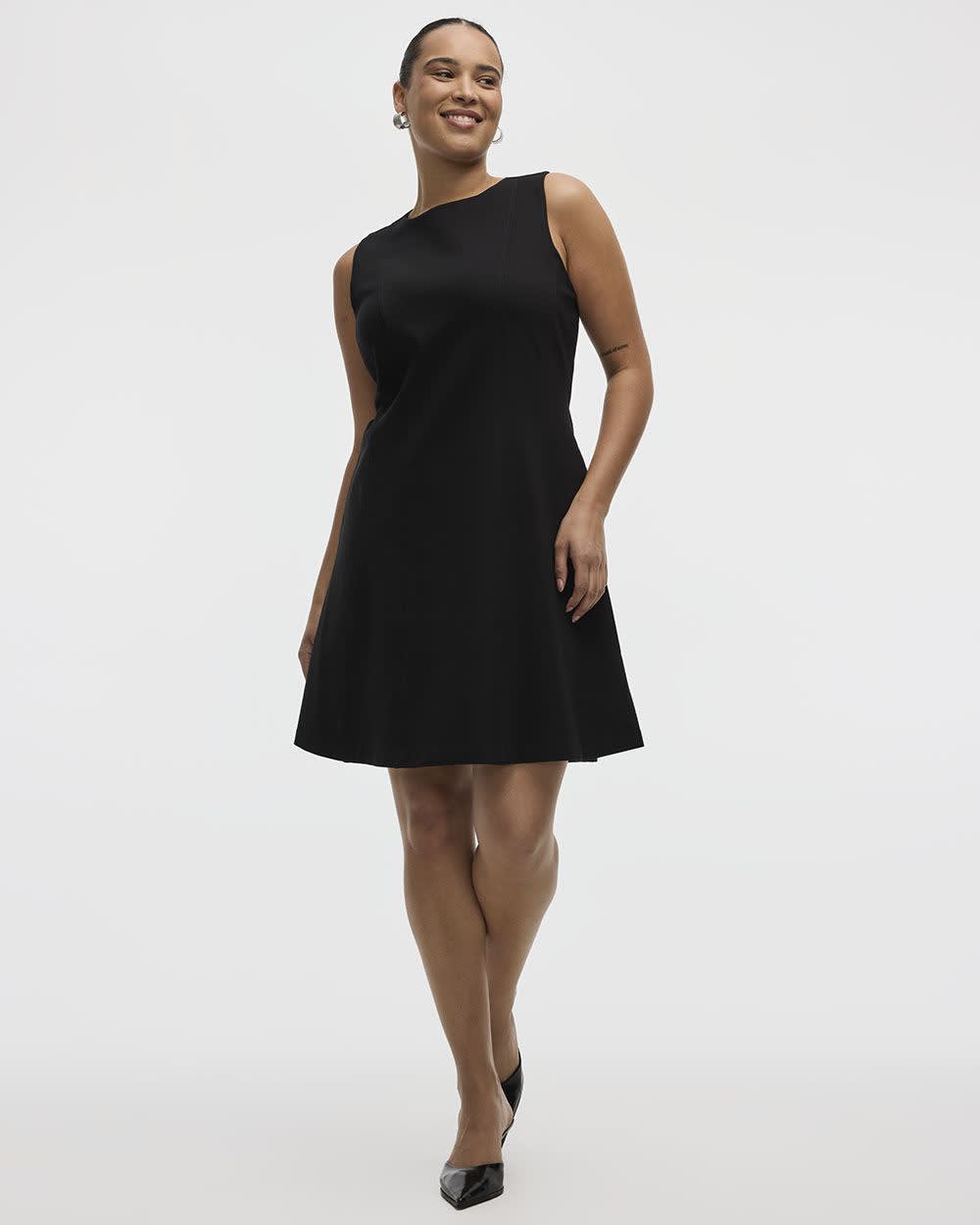 Sleeveless Crew-Neck Fit-and-Flare Dress