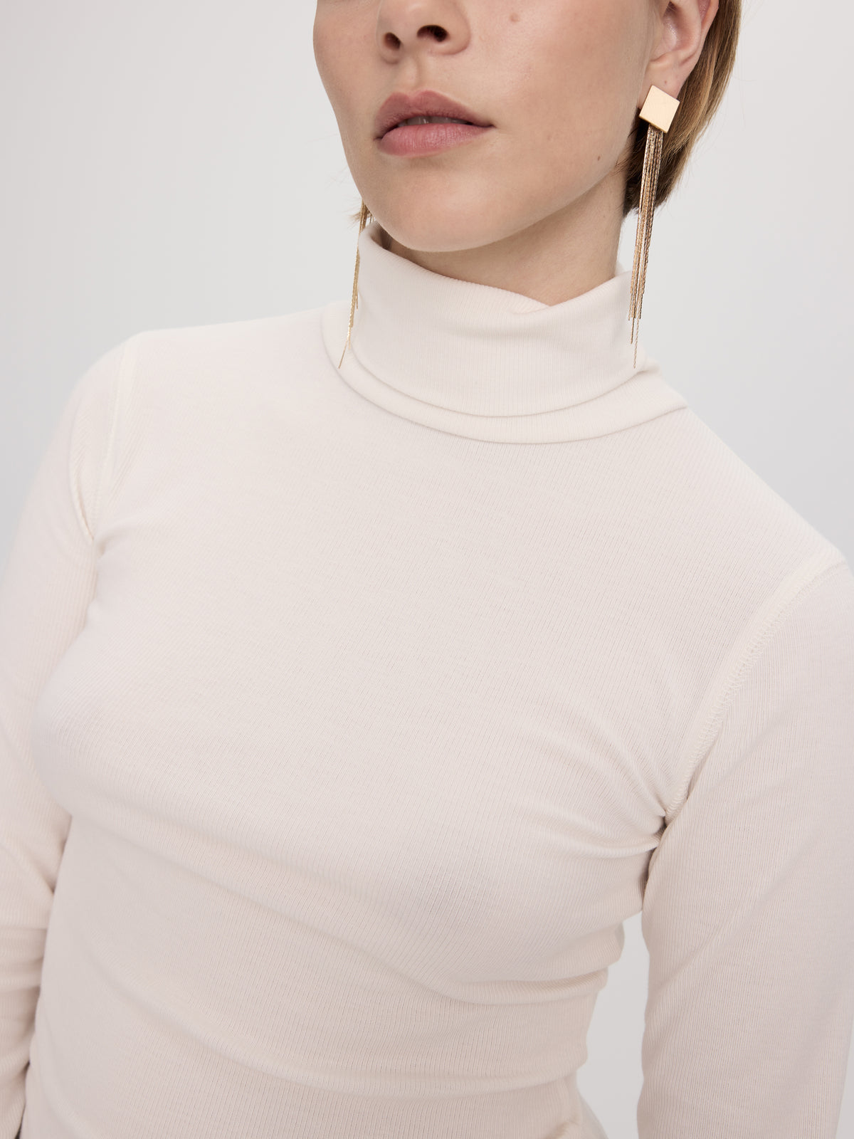 Long-Sleeve Turtleneck Ribbed Top