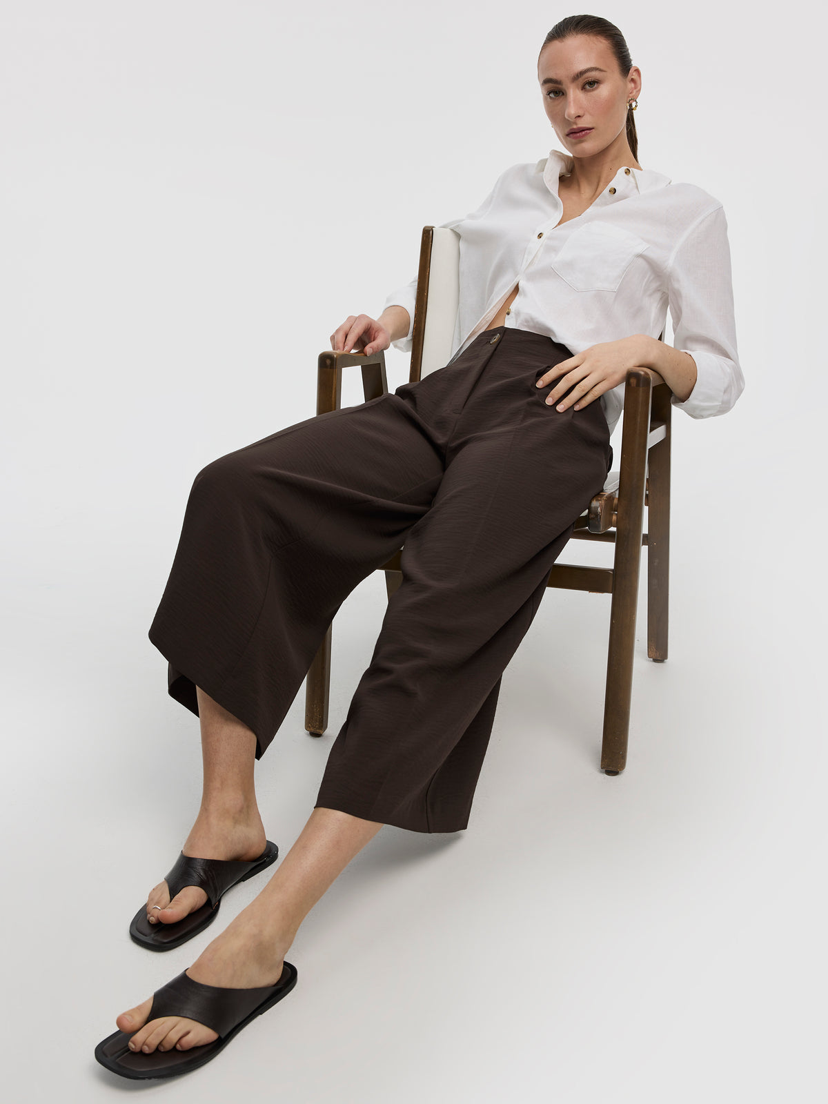 Cropped Wide-Leg High-Rise Pant