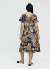Short-Sleeve Midi Dress with V Neckline