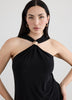 Sleeveless Halter Dress with Handkerchief Hem
