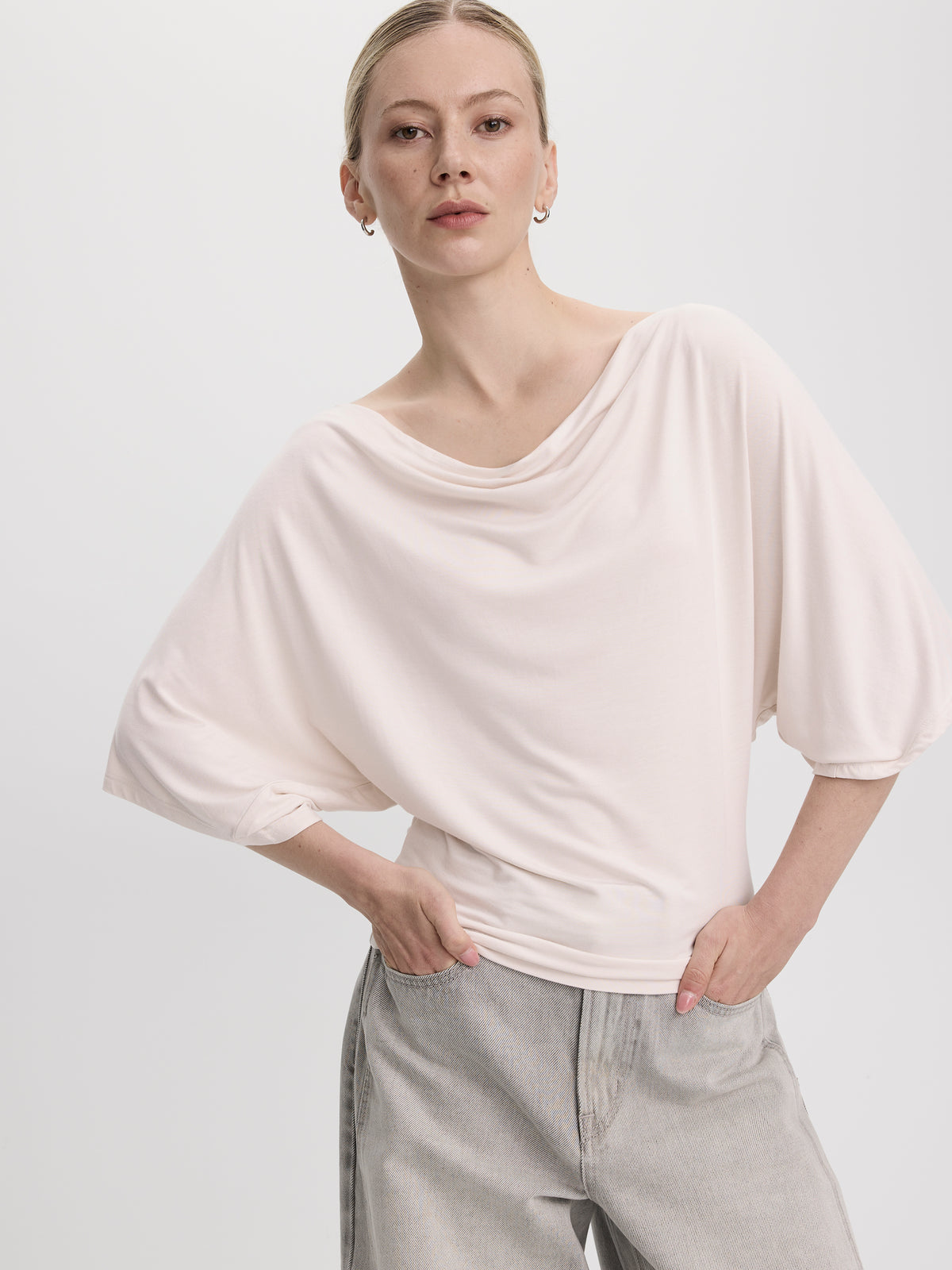 Short-Sleeve Boat-Neck Top
