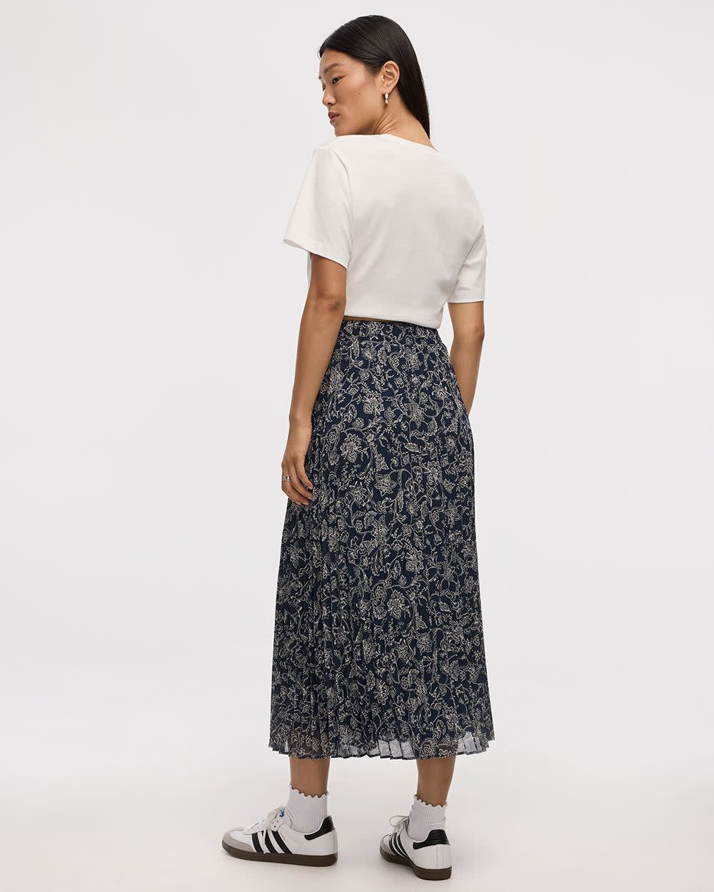 Pleated Chiffon Midi Skirt