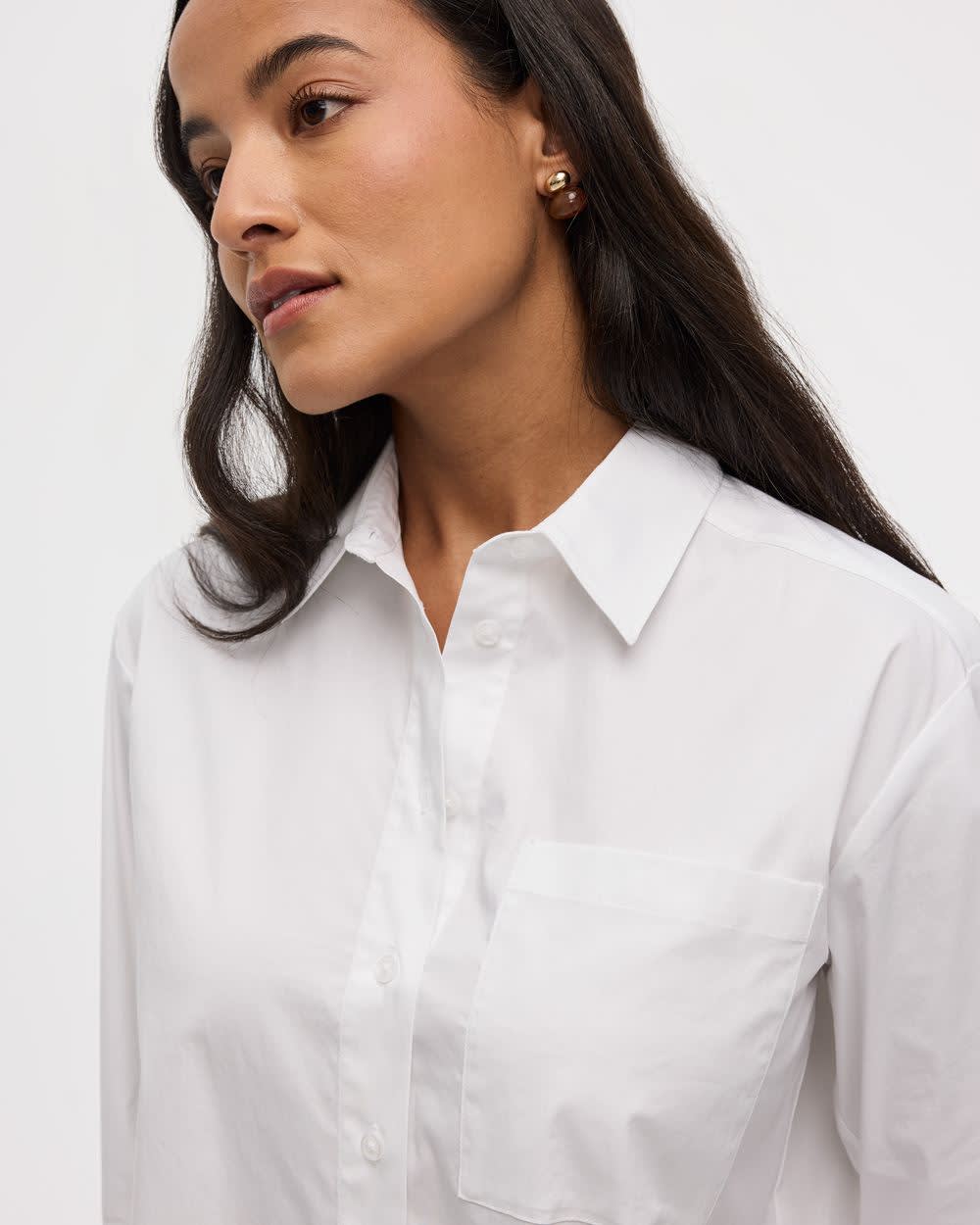 Long-Sleeve Poplin Shirt with Chest Pocket - R Essentials
