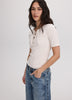 Short-Sleeve Top with Lace-Up Split Neckline
