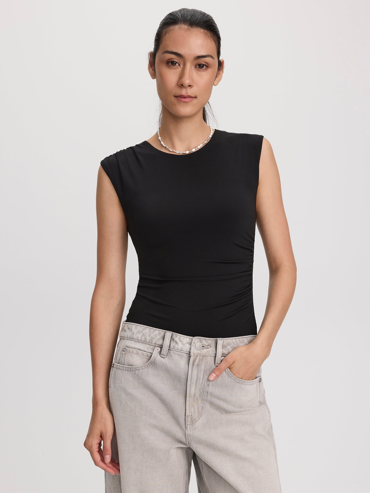 Sleeveless Crew-Neck Bodysuit