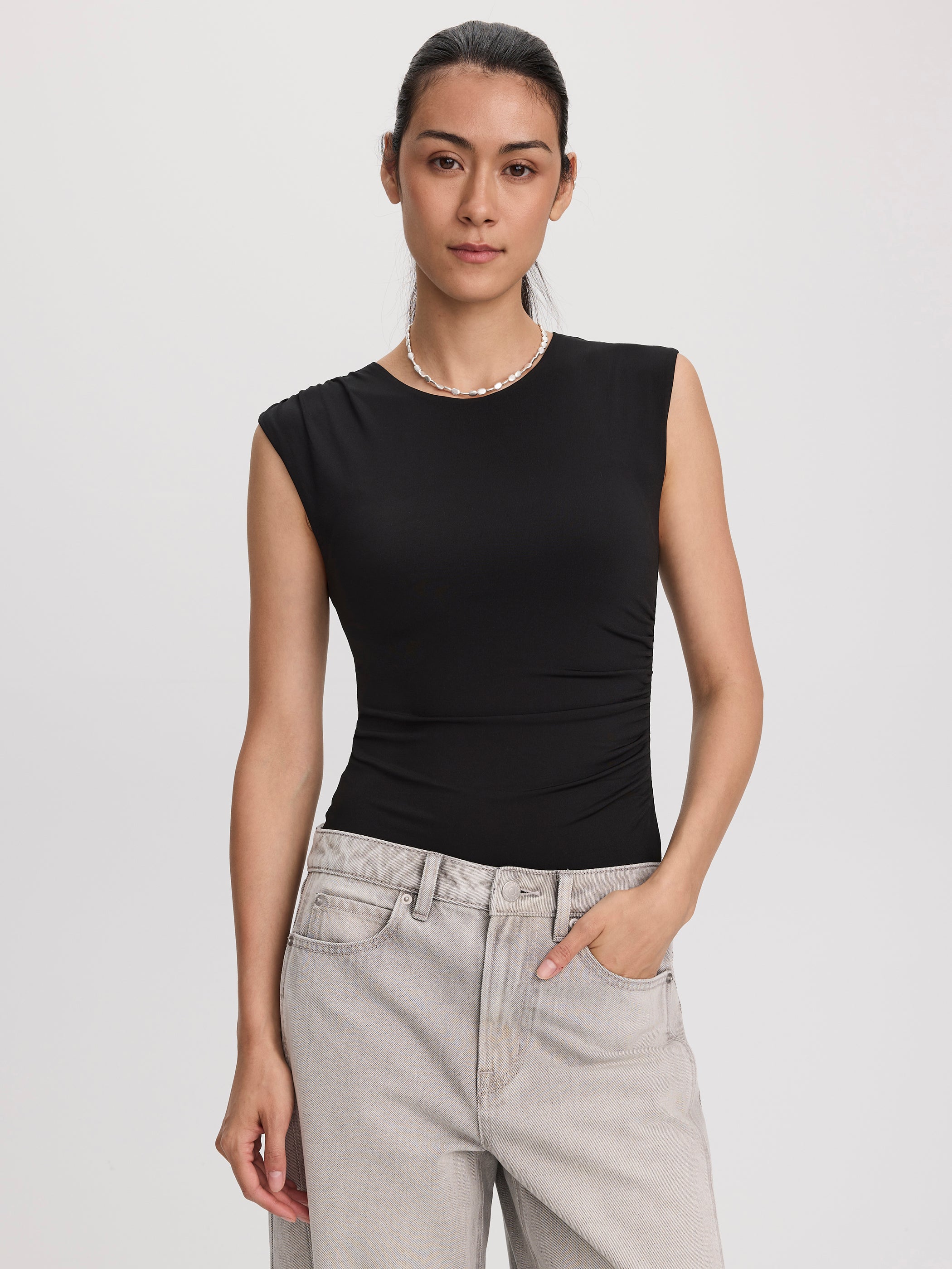 Sleeveless Crew-Neck Bodysuit