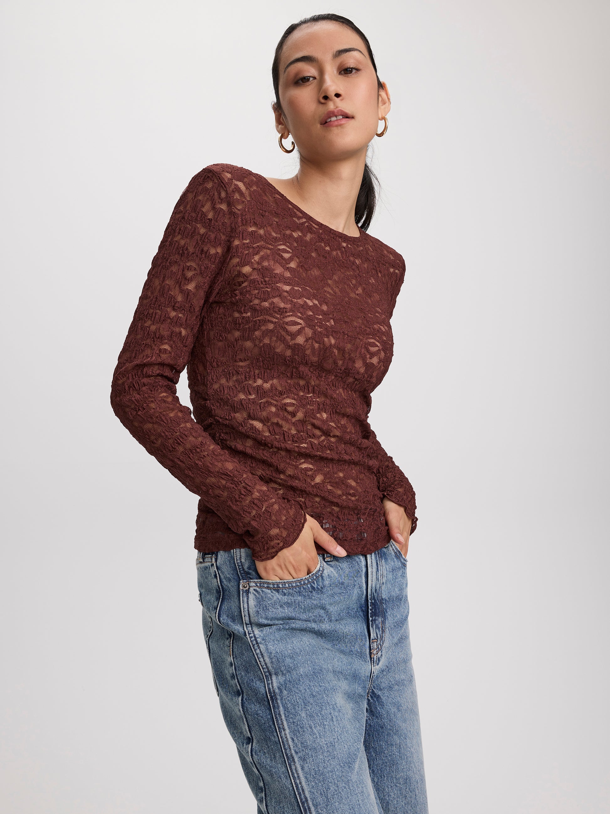 Long-Sleeve Lace Top