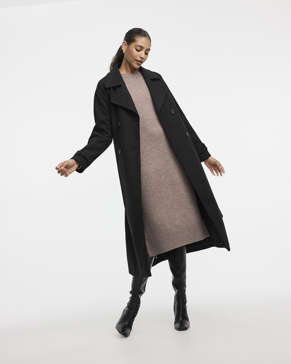Faux-Wool Trench Coat