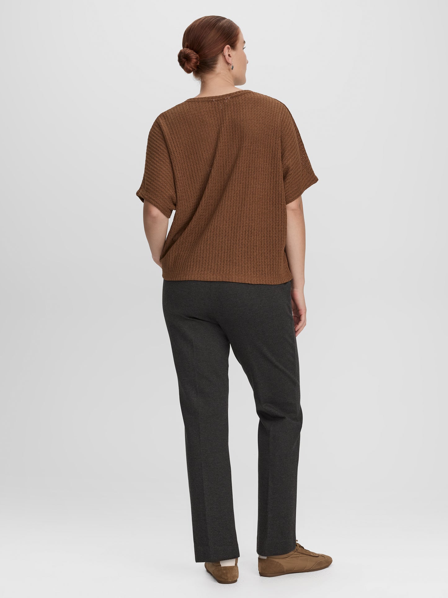 Short-Sleeve Crew-Neck T-Shirt with Pointelle Stitches