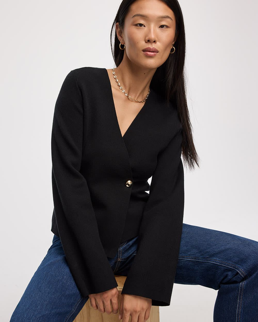 Long-Sleeve V-Neck Wrap Top