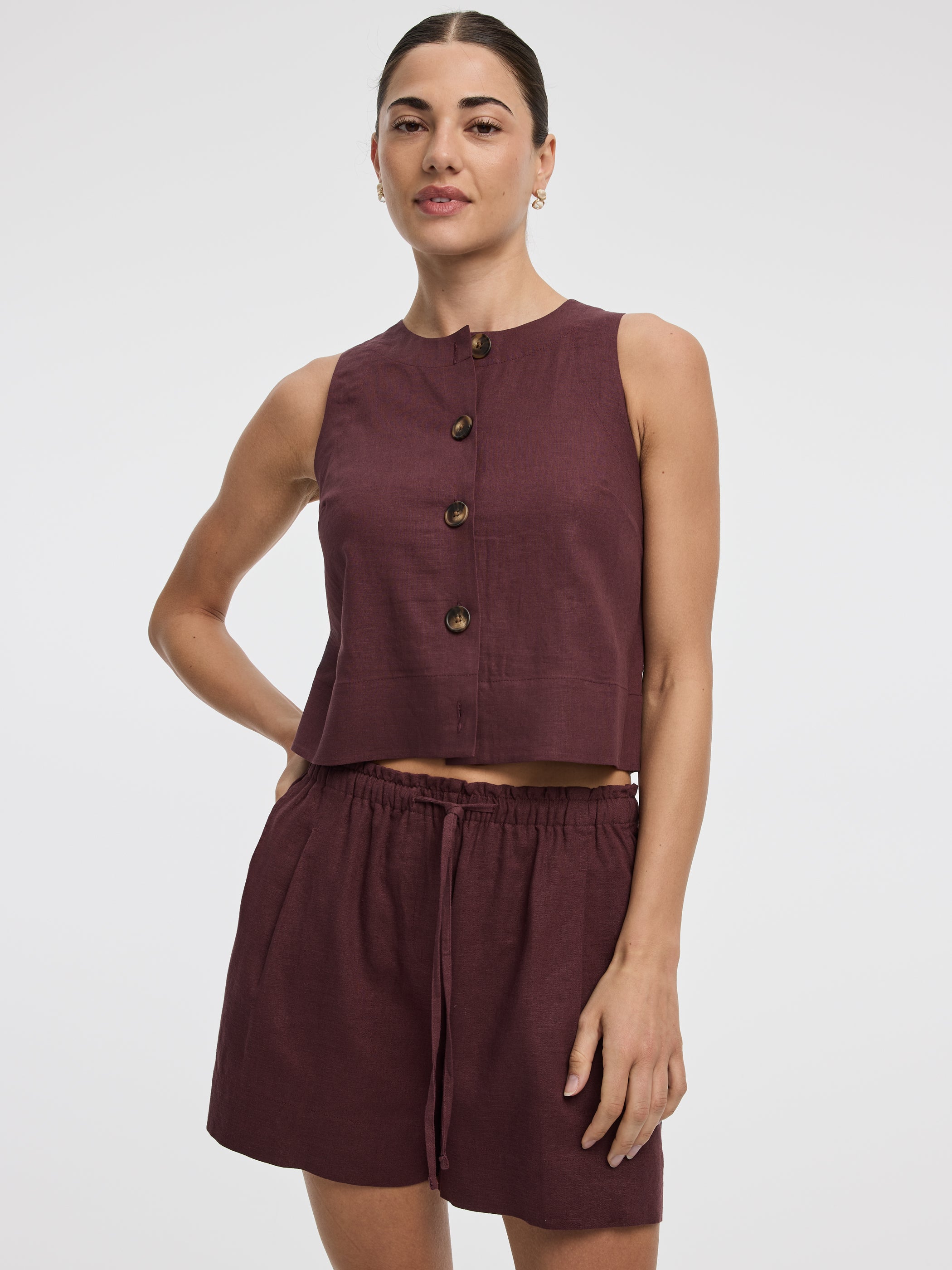 Linen-Blend Vest