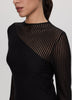 Long-Sleeve Crew-Neck Sweater with Sheer Yoke