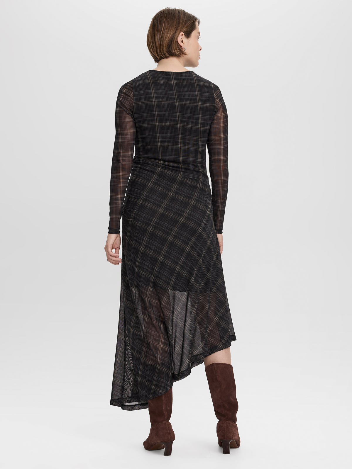 Long-Sleeve Bodycon Midi Dress with Side Shirrings