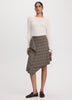 Plaid Midi Skirt with Asymmetrical Hem