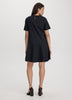 Elbow-Sleeve Crew-Neck Mini Dress