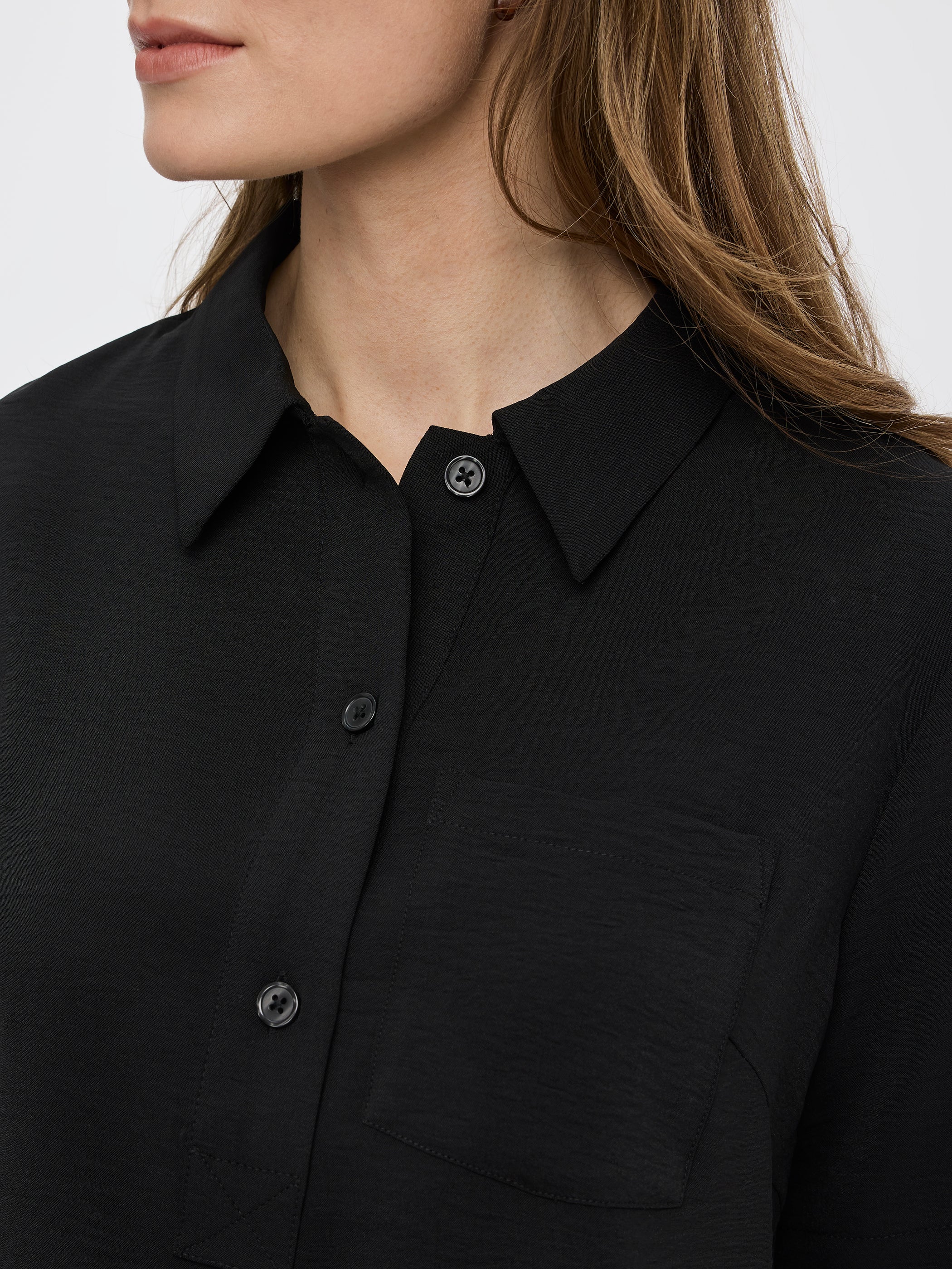 Short-Sleeve Blouse with Shirt Collar