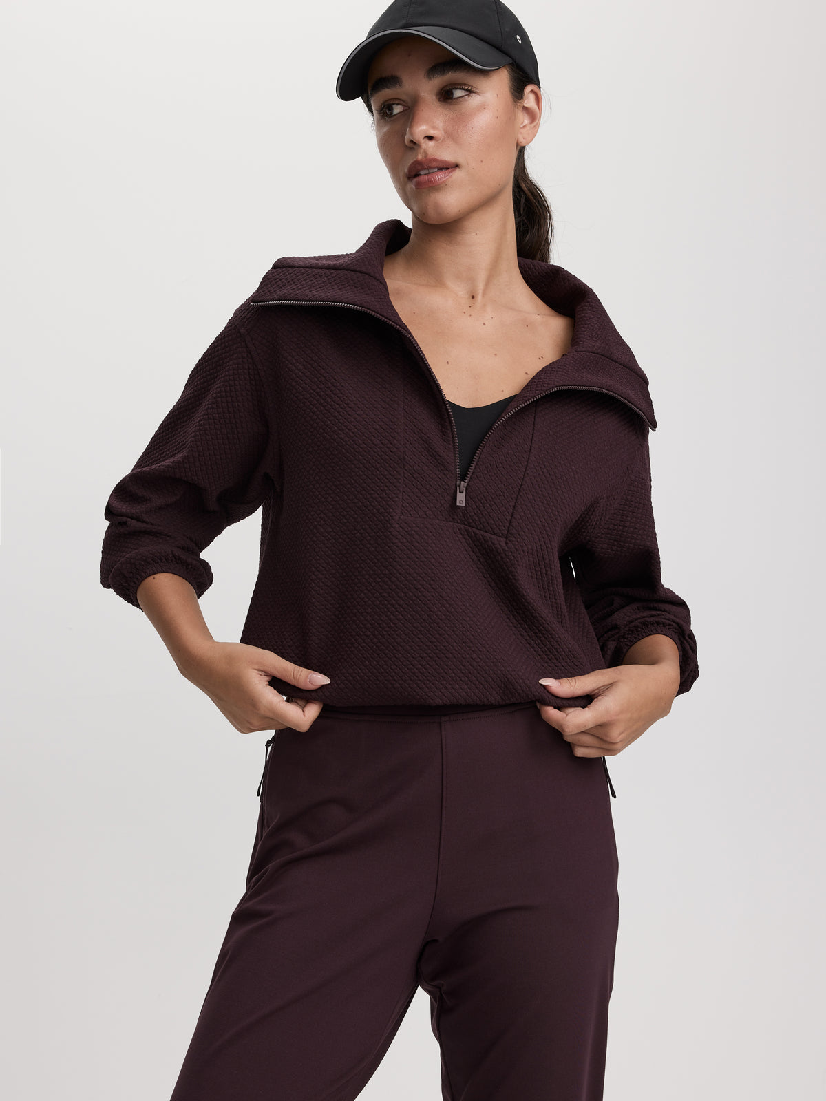 Half-Zip Textured Pullover - Hyba