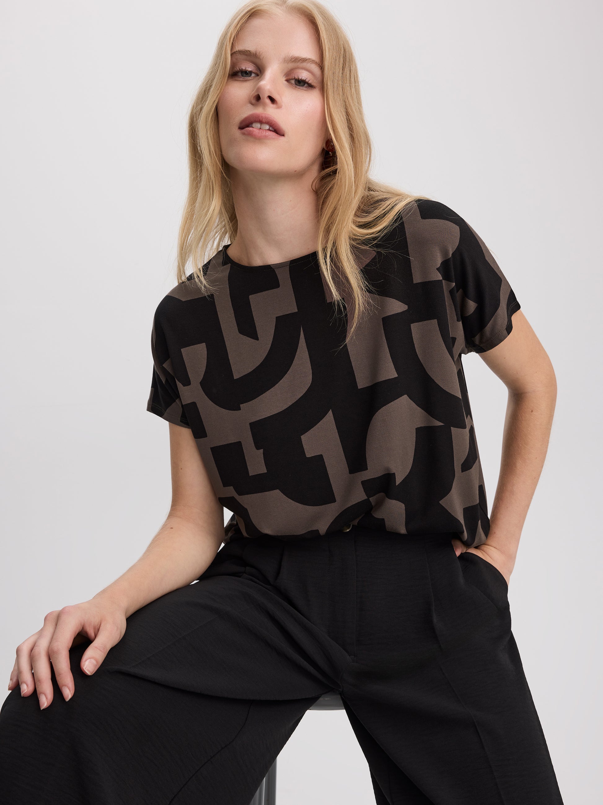 Short-Dolman-Sleeve Boat-Neck T-Shirt