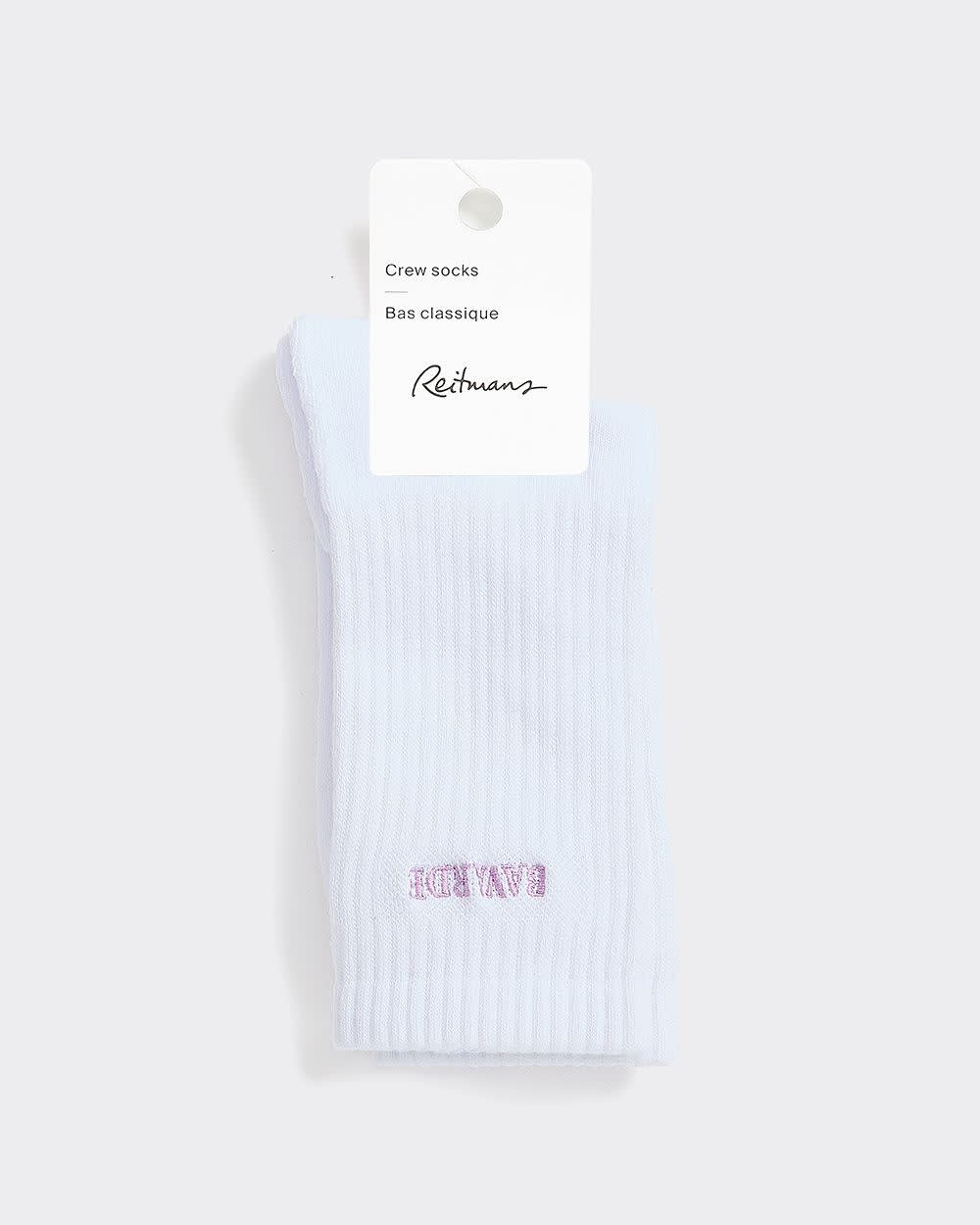 Ribbed Socks with Word at Hem