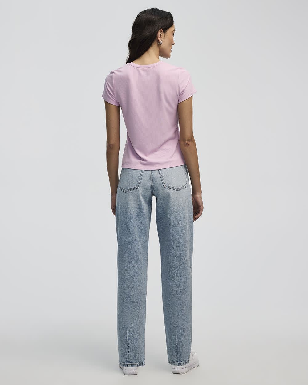 T-shirt côtelé et ajusté à col rond - R Essentials