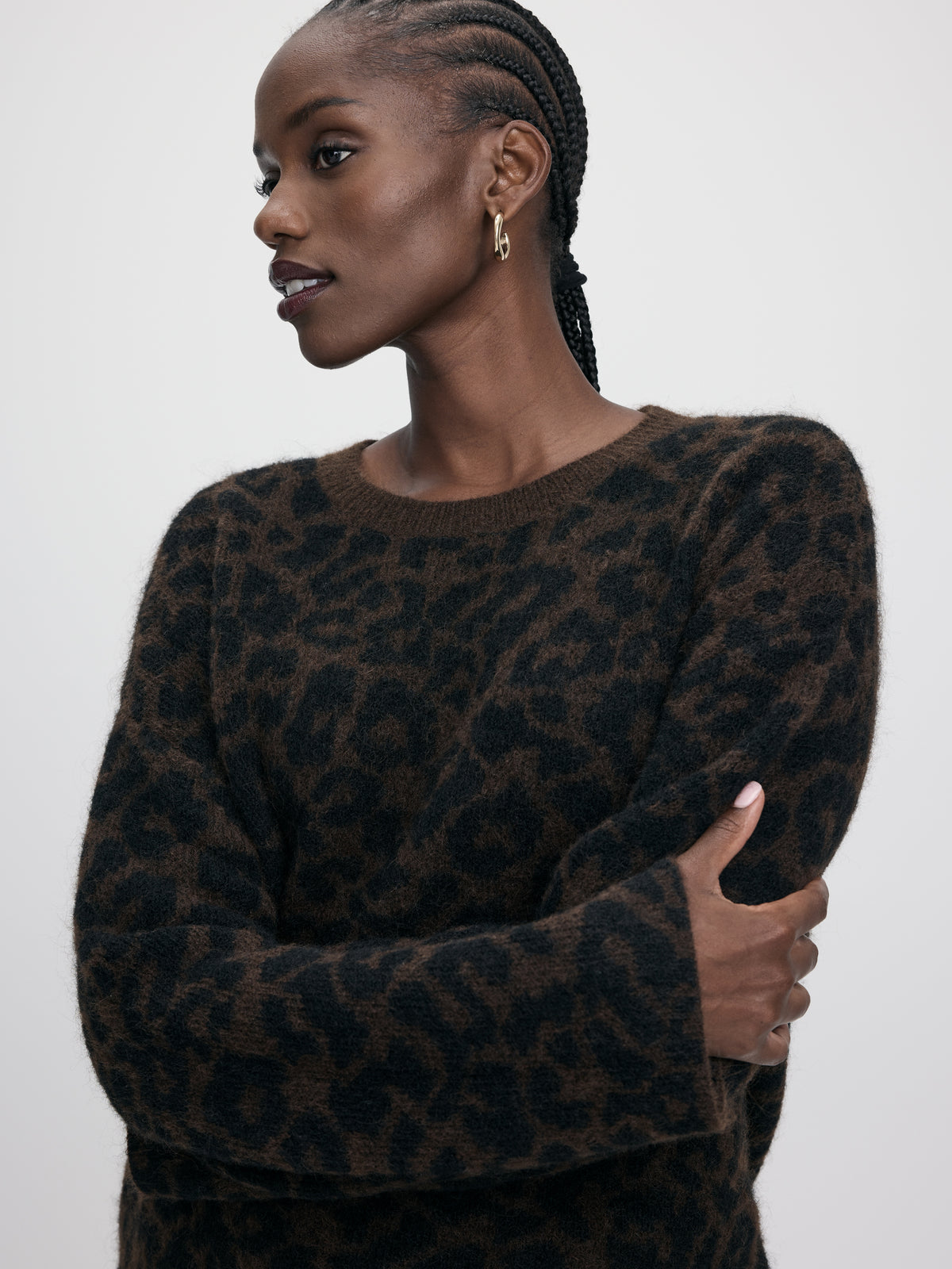 Long-Sleeve Crew-Neck Mini Dress
