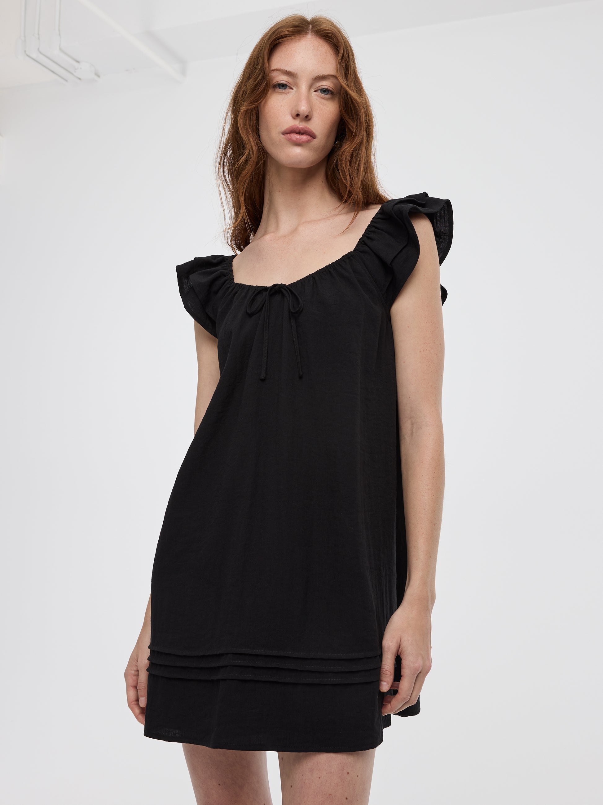 V-Neck Mini Dress with Ruffles