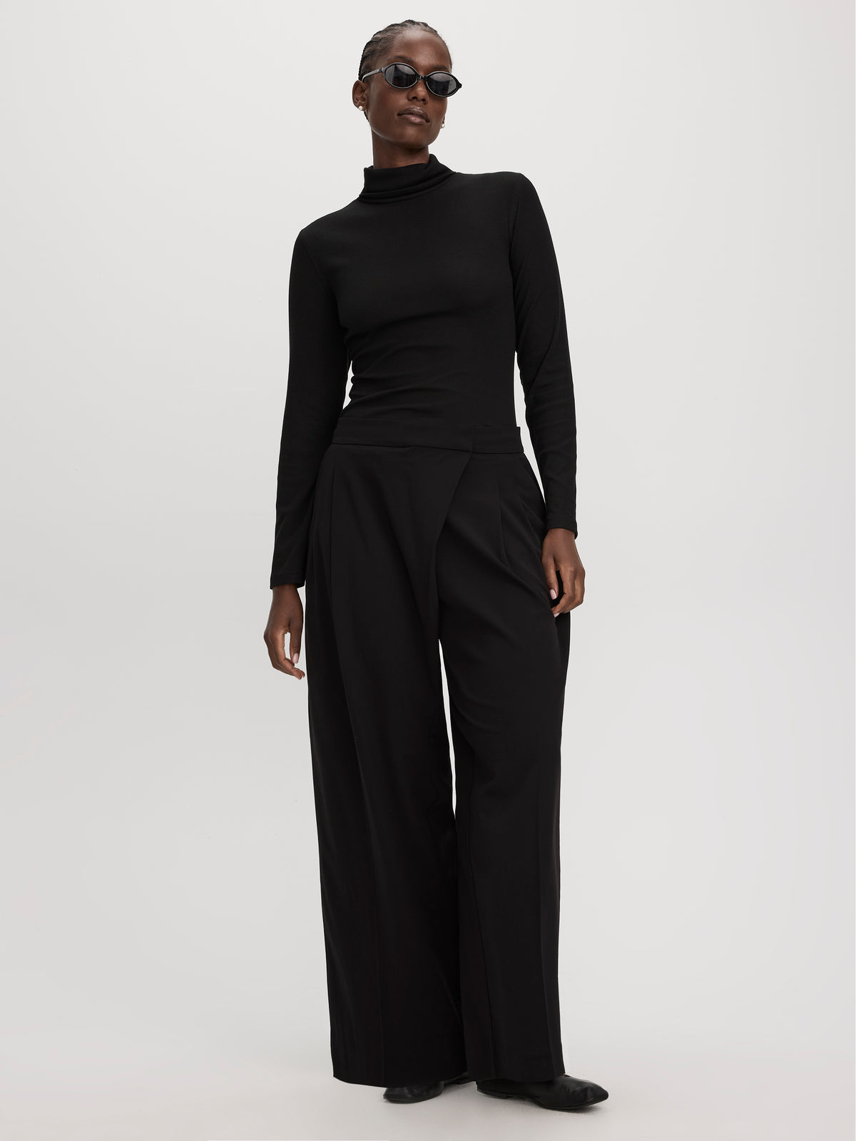 Wide-Leg Wrap-Waist Pant - Curvy Fit