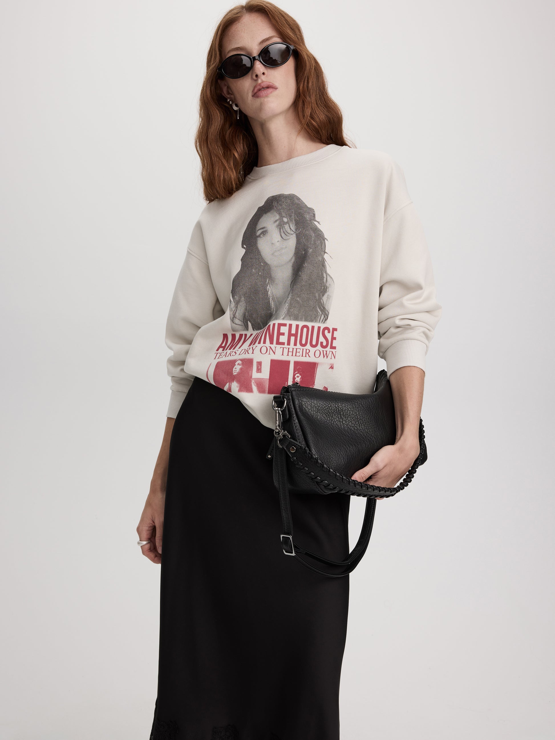 Long-Sleeve Crew-Neck Fleece Top with Print