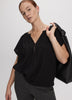 Split-Neck Blouse with Flutter Sleeves