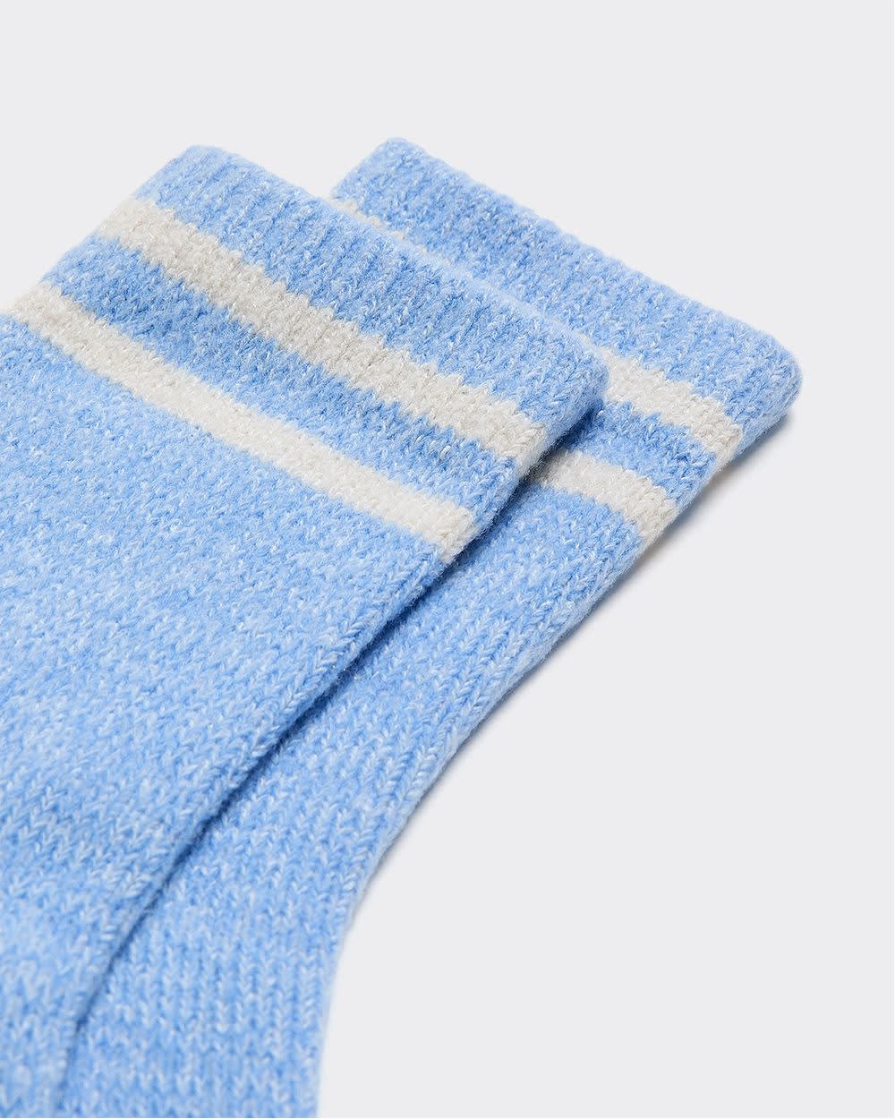 Anklet Winter Socks with Striped Hem