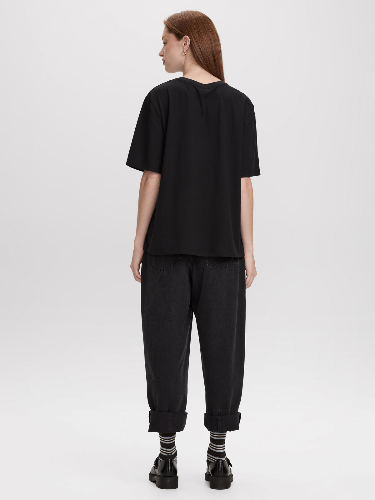 Short-Sleeve Crew-Neck Long T-Shirt with Print